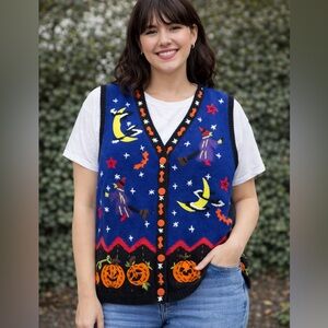 VintageStudio Treats Halloween sweater vest